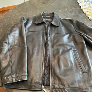 Black weathered leather jacket with lining size XL